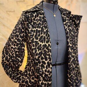 Merona - leopard print water resistant trench coat, US S
